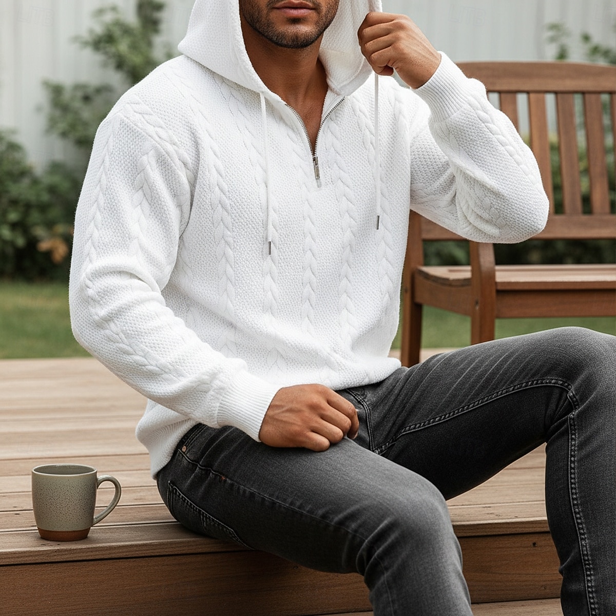 Ανδρικά Ζακάρ Φούτερ πουλόβερ με κουκούλα και πουλόβερ Κουκούλα με φερμουάρ Quarter Σομόν Μαύρο Λευκό Πράσινο Ανοικτό Κρασί Με Κουκούλα Σκέτο Κουμπώσου Με Υφή Causal Καθημερινά Αθλήματα & Ύπαιθρος 2026 - $19.99 –P3