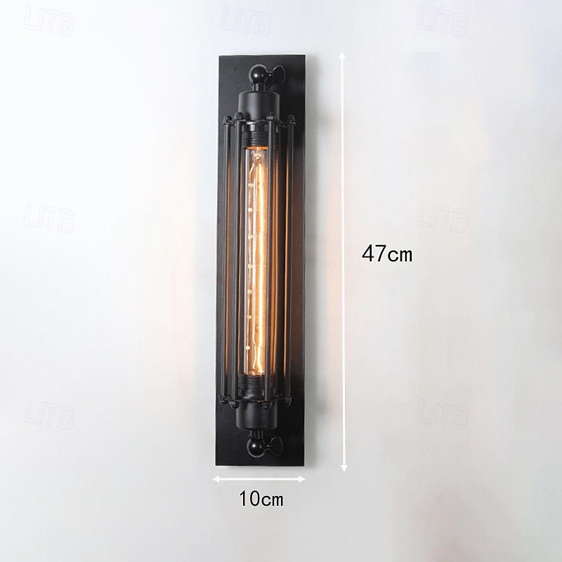 fali lámpatest, ipari cső alakú mennyezeti lámpa fémkerettel, fekete színben, egyetlen Edison fuvola lámpa előszobai verandaszekrénybe 2026 - $109.99 –P1