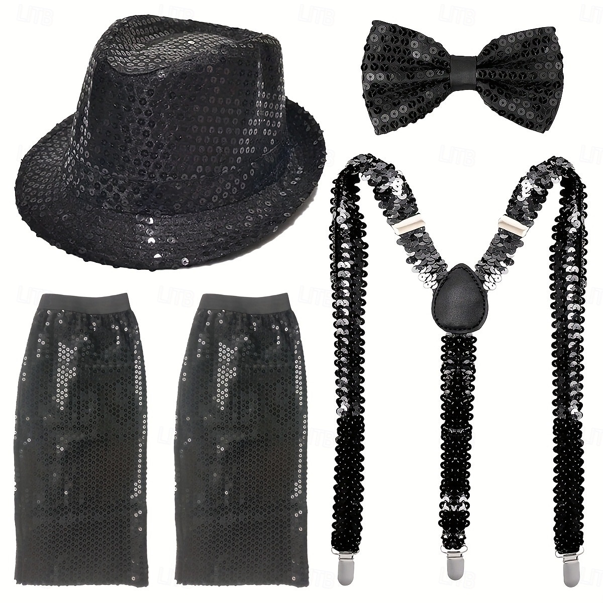 Disfraz de carnaval Disfraz de lujo Sombrero de panamá Tirantes con espalda en Y Disco Retro Antiguo Años 80 Lentejuelas Adulto Hombre Mujer Unisexo Víspera de Todos los Santos Carnaval Fiesta 2026 - $24.99 –P1