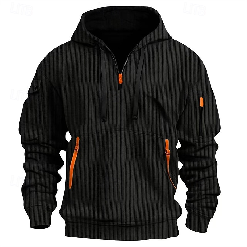 Per uomo Felpa con cappuccio Maglione Felpa con cappuccio e zip corta Blu Nero Bianco Rosso Cachi Con Cappuccio Semplice Jacquard Tasca Testurizzato Quotidiano Sport & Outdoor Ferie Streetwear del 2026 a $34.99 –P3