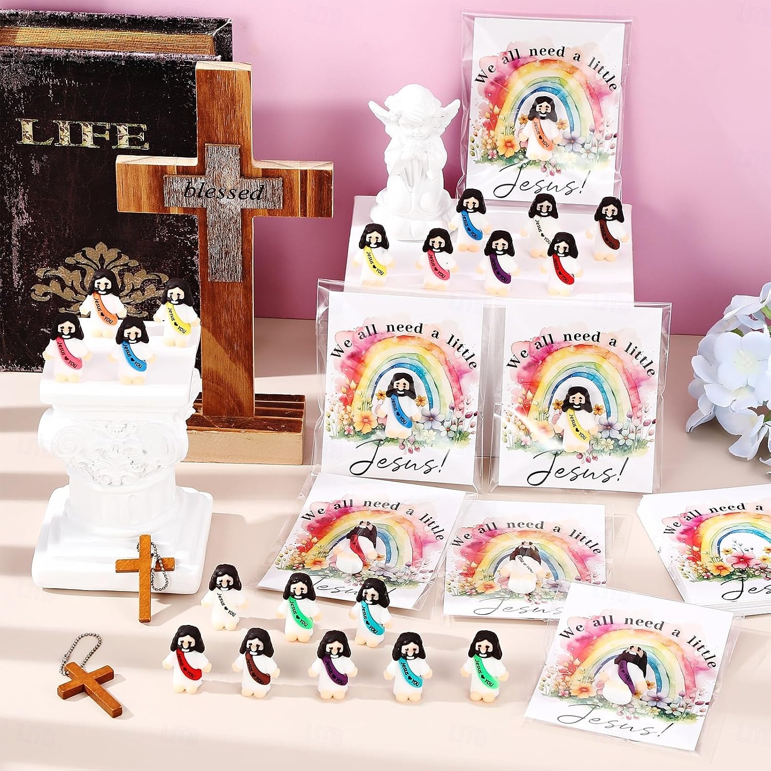 Set da 25 figure di Gesù ti ama con biglietto regalo di Pasqua, Gesù tascabile con biglietti di benedizione per nascondino, scuola domenicale religiosa cristiana, bomboniere per feste di cresima del 2026 a $22.99 –P5