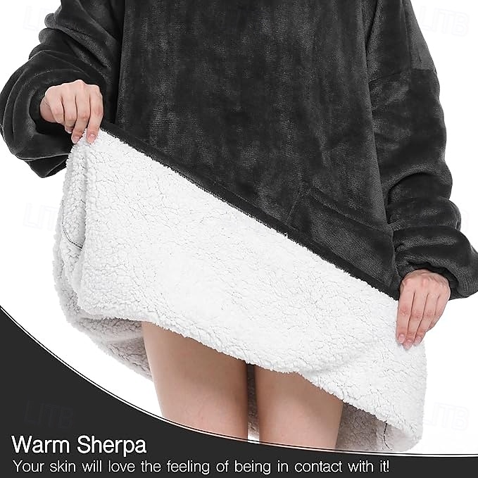 Manta vestível com capuz, aconchegante e macia, ideal para adultos. Presente perfeito para mulheres, mães e para ela mesma. Roupa de descanso quentinha e confortável. de 2026 por $41.99 –P2