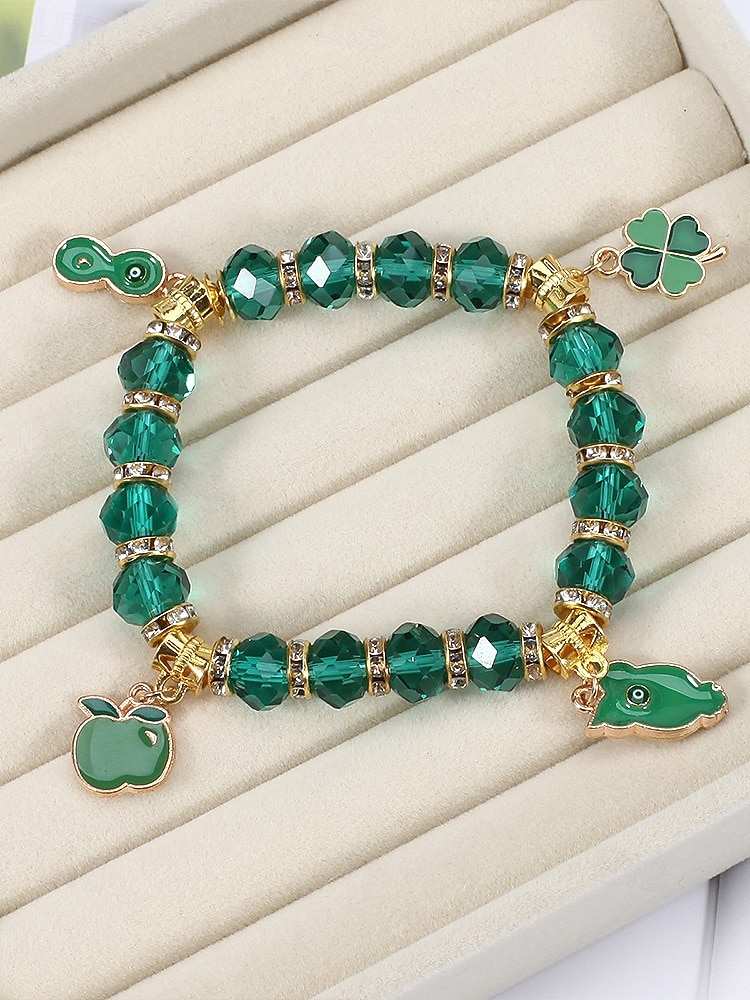 سوار ساحر للنساء بمناسبة عيد القديس باتريك، مزين بقلادة على شكل نبتة البرسيم الأخضر، بتصميم خرز متعدد الأنماط، مصنوع من سبيكة معدنية وكريستال صناعي، مجوهرات احتفالية أيرلندية للنساء 2026 - $7.99 –P6