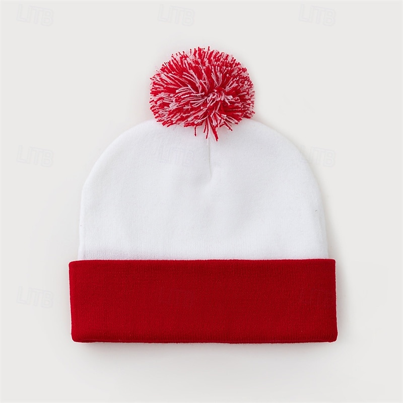 Herre Unisex Lue / Slouchy Strikket lue Vinterlue Hvit Krem Strikket Strikking søt stil Fritid Daglig utendørs Ferie Stripet Hold Varm 2026 - $5.49 –P4