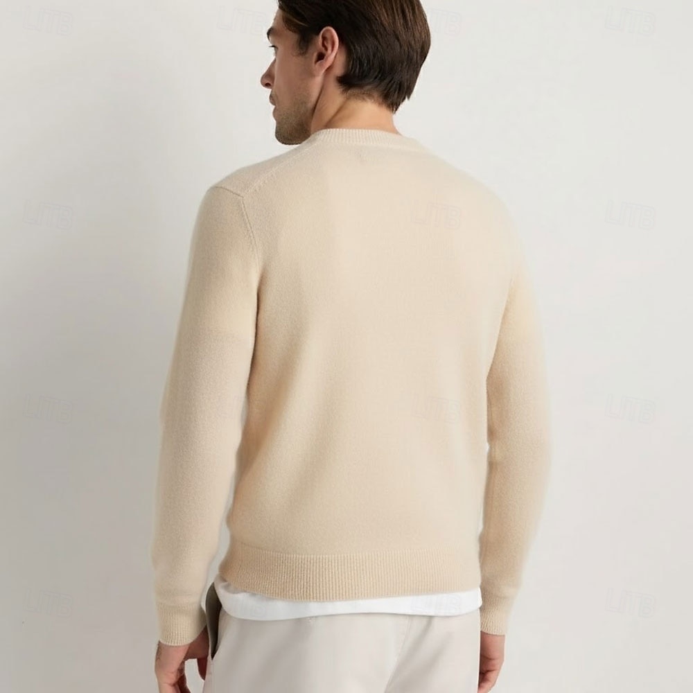 Hochwertiger Herrenpullover aus reiner Wolle und Kaschmir mit Rundhalsausschnitt, klassischer Strickpullover, weich, warm und atmungsaktiv. 2026 - $94.99 –P7
