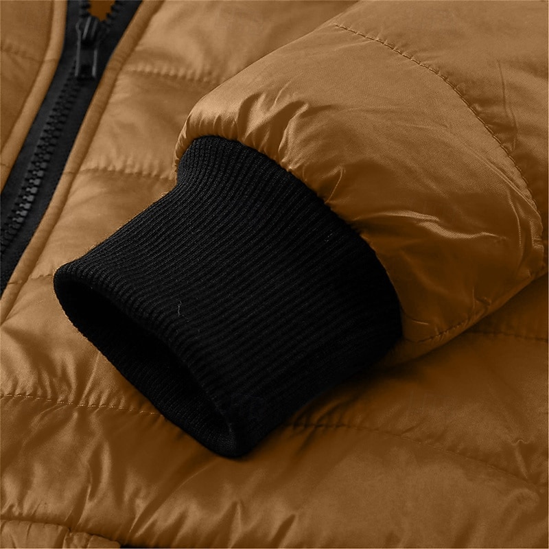 Men's Winter Coat Puffer Jacket Padded Pocket Quilted Polyster Casual Daily Outdoor Regular Fashion Streetwear Thermal Warm Winter Solid Color Blue Dark Grey Wine Black Puffer Jacket 2026 - $30.99 –P14