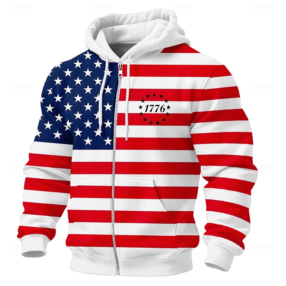 250° anniversario dell'America Per uomo Bandiera Americana Felpa con Cappuccio Giacca di pelle Felpa Moda Cool Quotidiano Manica Lunga Con Cappuccio Abbigliamento casual alla moda Vacanza Uscire del 2026 a $31.99 –P2