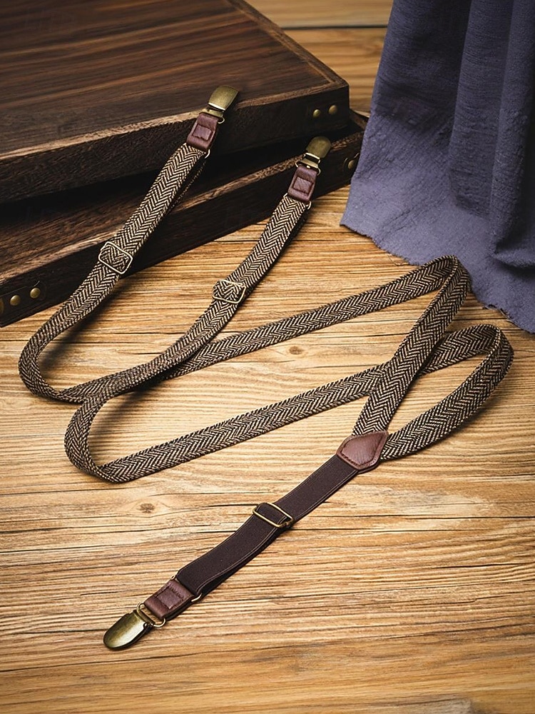 2026年 男性用ポリエステルサスペンダー、ヘリンボーンデザイン、ヴィンテージスタイル、ケルンカーニバルとコスチュームに最適  コレクション – $14.99 –P5