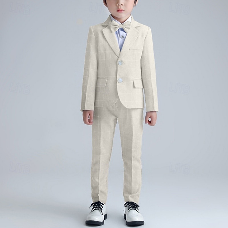 Costume quatre pièces pour garçon d'honneur, avec blazer. & pantalon  &chemises &Costume garçon avec cravate, tenue formelle, décontractée, pour les fêtes en extérieur, mode, basique, à carreaux, de 2026 ? $54.99 –P7