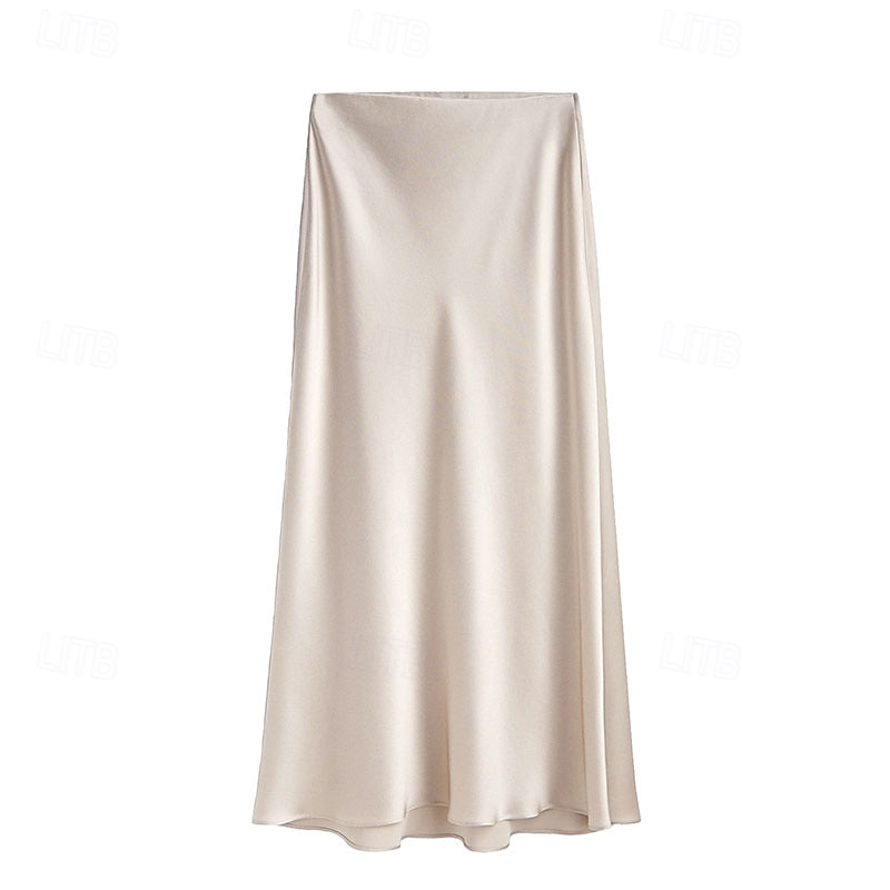 Femmes Élégant Mode Maxi Taille haute Jupes Uni Fendu Micro-Élastique Quotidien Rue Vert pomme Noir Champagne Vert Véronèse Été de 2026 ? $33.99 –P7