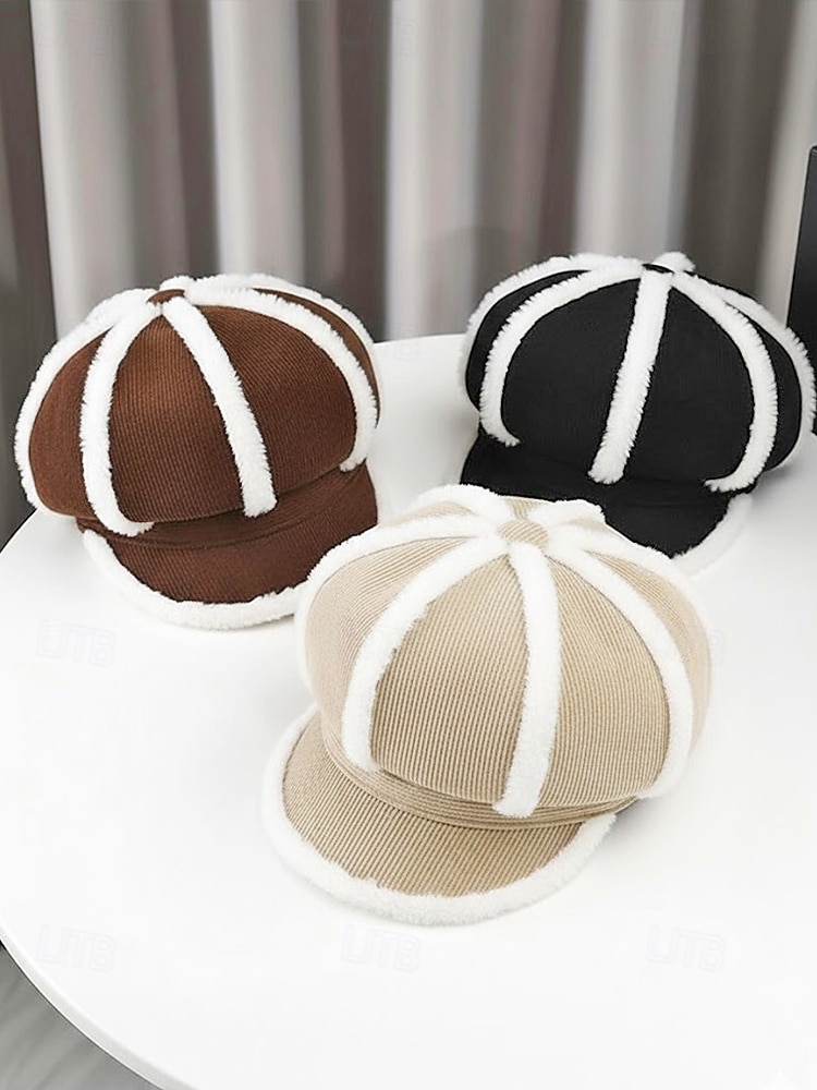 Women's Thickened Polyester Plaid Hat with Bow Detail, Available in Multiple Colors – Perfect for Fall and Winter Fashion 2026 - $14.99 –P6