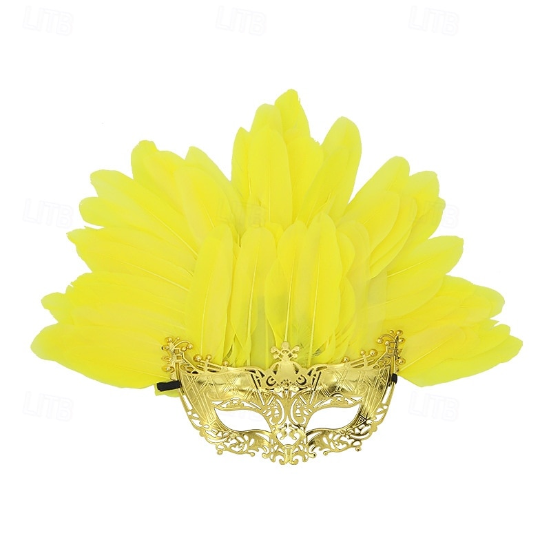 Accesorios de samba para carnaval de Río 2026, tocado de plumas de avestruz amarillas para mujer, tocado con lentejuelas y diamantes de imitación, disfraz de bailarina de carnaval, disfraz de 2026 - $11.99 –P10