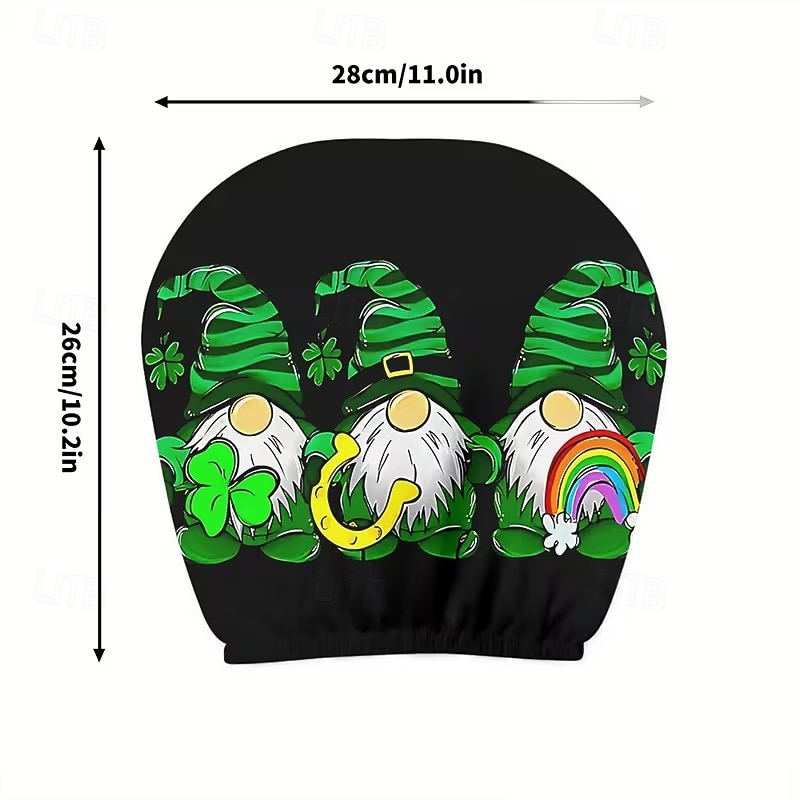 2 capas de encosto de cabeça para carro com trevo verde | compatíveis com todos os veículos, pretas &Adesivo para carro com estampa de trevo verde, design plano 2D, poliéster, fácil instalação - de 2026 por $7.99 –P34