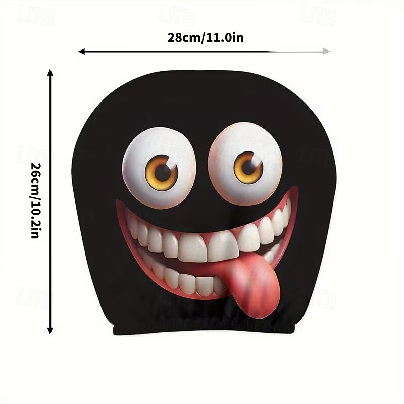 2pcs Cartoon Big-Eyed Face Printed Car Headrest Covers, Interior Decoration, Universal Fit, Washable, Easy to Install, Suitable for Long Trips Or Road Trips, Perfect Quirky Car Decoration 2026 - Kč154 –P30