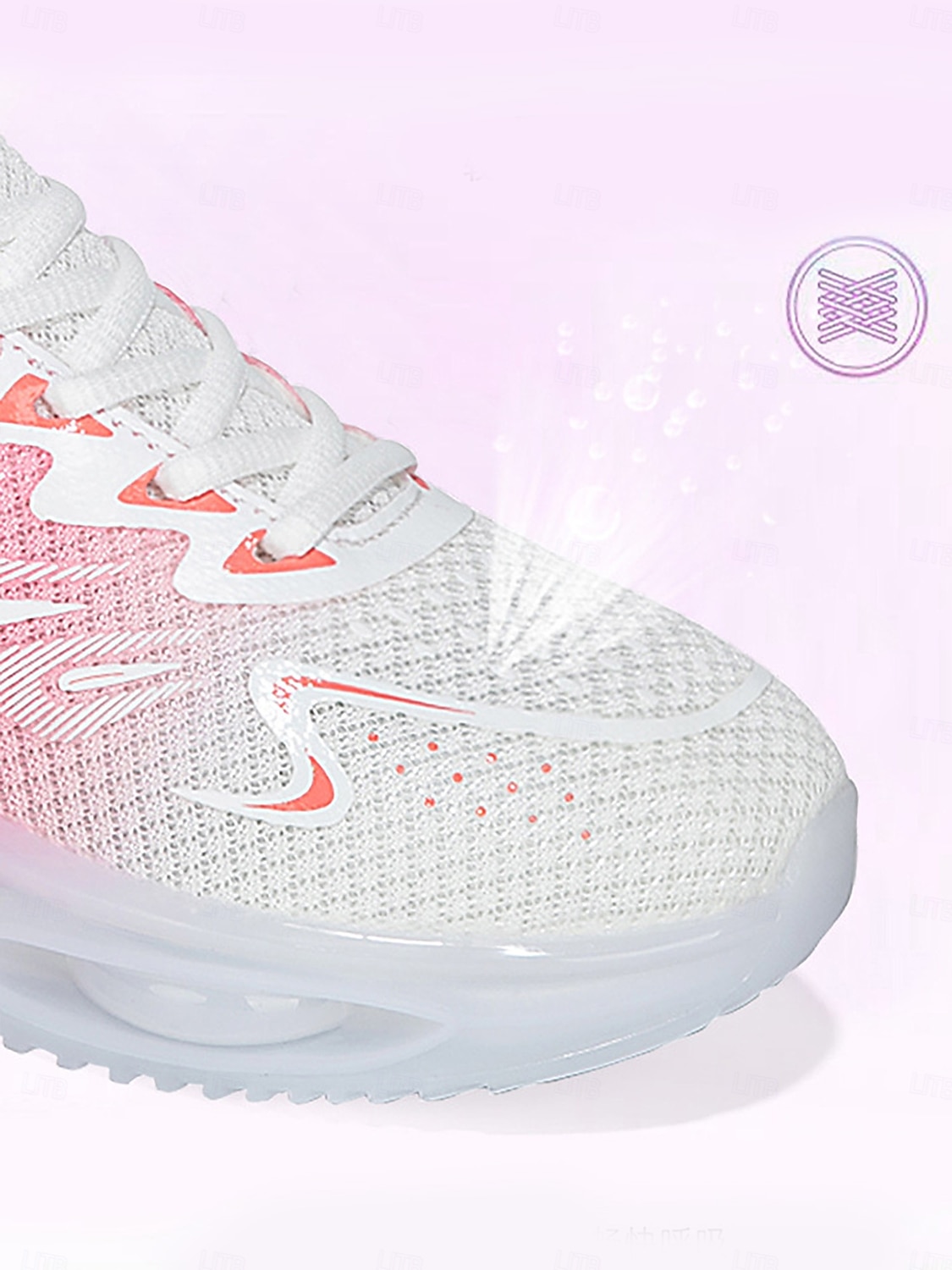 Tênis feminino rosa com amortecimento a ar – calçado leve em mesh com degradê rosa, design respirável, confortável para corrida, caminhada, treinos na academia e uso casual. de 2026 por $32.99 –P2