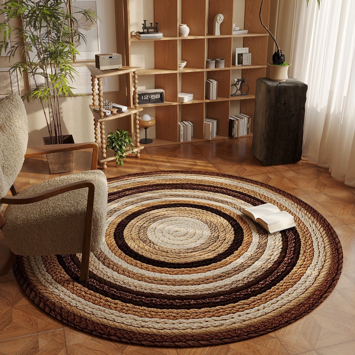 Covor vintage boho chic rotund pentru scaun, husă de canapea și masă de cafea de lux, covor de living rezistent la pete, covoraș de podea pentru dormitor și dulap 2026 - $63.99 –P2