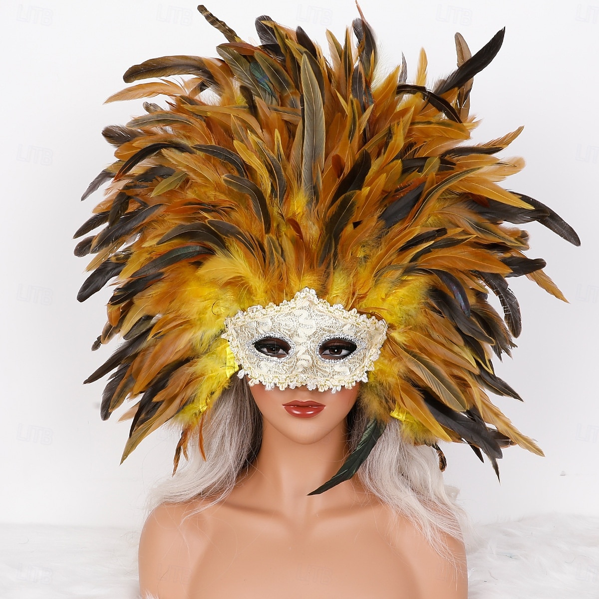 Karnevaali 2026 Rio Karnevaali Samba Lisävarusteet Karnevaali Höyhenmaski Päähine Punainen Oranssi  Valkoinen Täysin Höyheninen Maski Brasilia Festivaali Esityspuku 2026 - $42.99 –P7