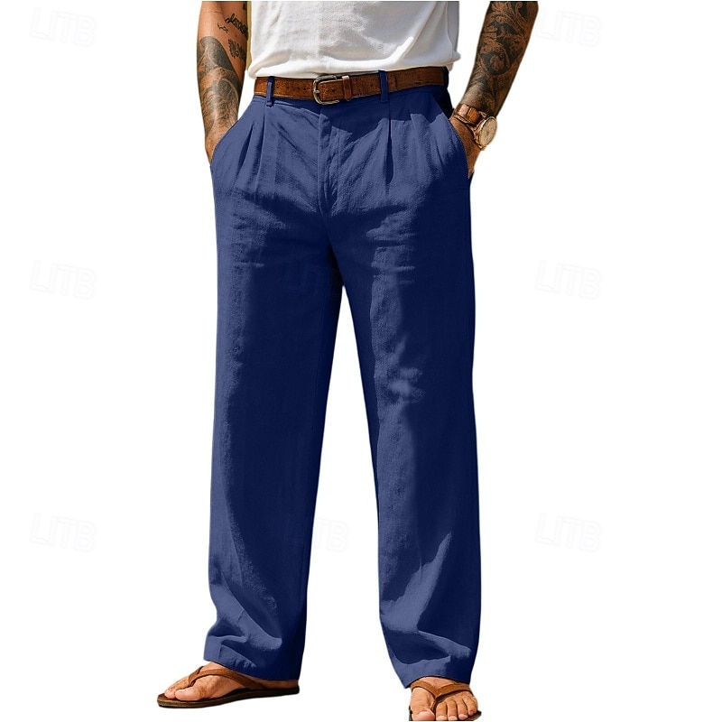 Pánské Bavlněné plátěné kalhoty Kalhoty Letní kalhoty Volné kalhoty Plážové kalhoty Kapsy Pevná barva Pohodlné Prodyšné Denní Venkovní Plážové prázdniny Módní Černá Bílá Neelastické 2026 - $27.99 –P11