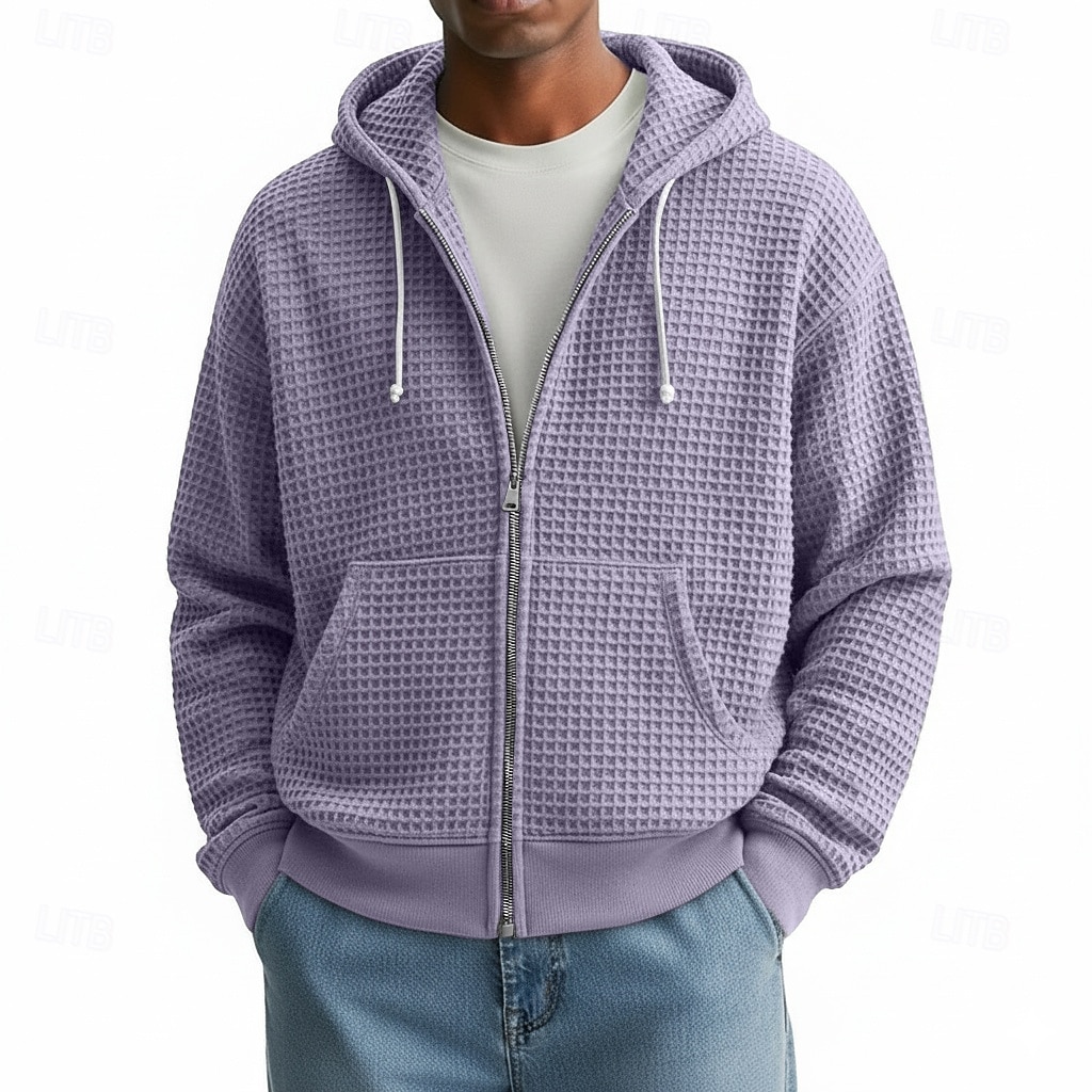 Per uomo Felpa con cappuccio Felpa con cappuccio a zip intera Felpa con cappuccio a nido d'ape Aalbicocca Bianco Rosso Blu marino Verde scuro Con Cappuccio Semplice Cerniera Testurizzato Casuale del 2026 a $34.99 –P8