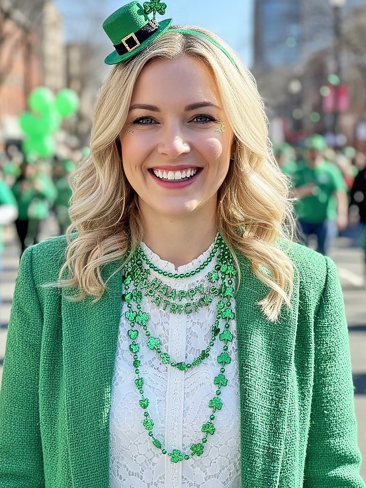 női többrészes Szent Patrik-napi nyaklánckészlet, zöld lóhere gyöngyös réteges nyakláncok, műanyag, többféle stílusú kombinált csomag, ünnepi ír partikellékek nőknek 2026 - $11.99 –P1