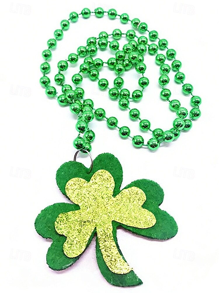 Halsband i akryl för kvinnor, St. Patrick's Day, med klöver- och hattmönster, flera stilar, gröna pärlor, perfekt för högtidsfiranden och festtillbehör. 2026 - $7.99 –P9