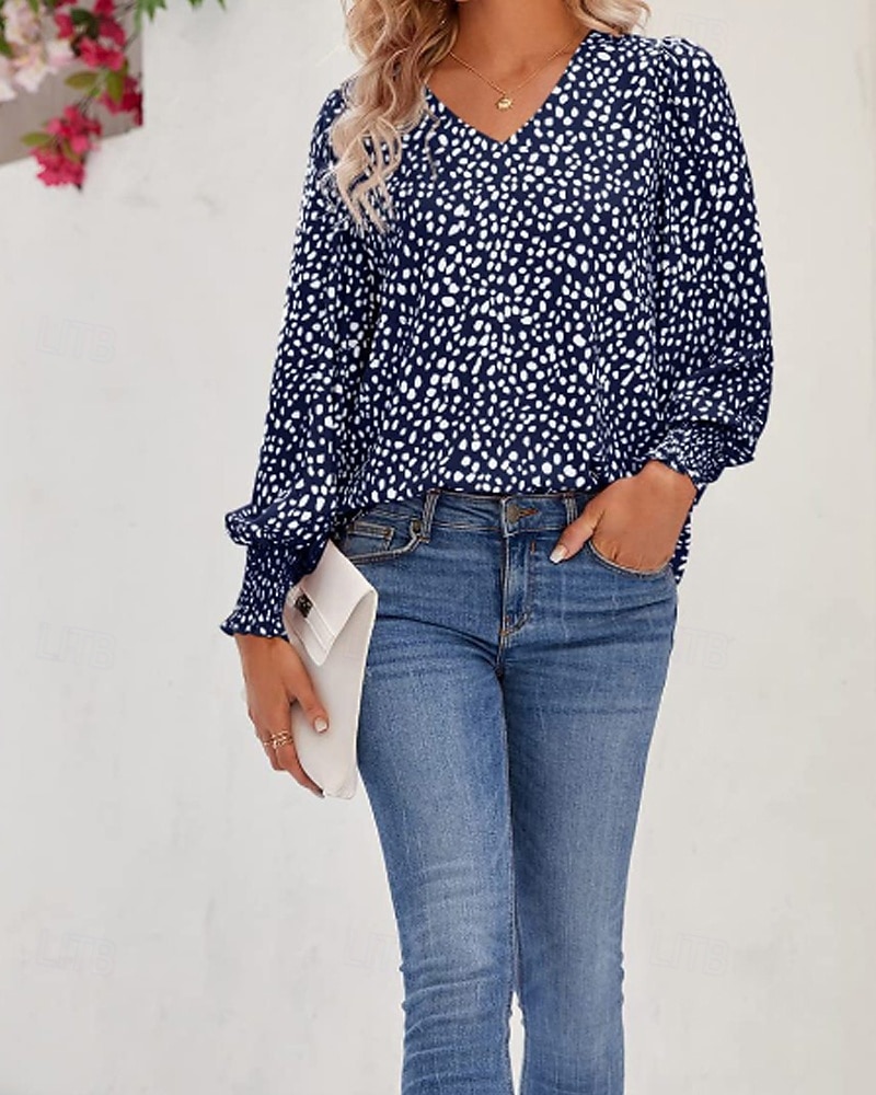 Per donna Maglietta Stampato Floreale Casual Manica Lunga Scollo a V Top Regolari Quotidiano Uscire Weekend Nero Rosa Vino Blu marino Verde Primavera Autunno del 2026 a $26.99 –P3