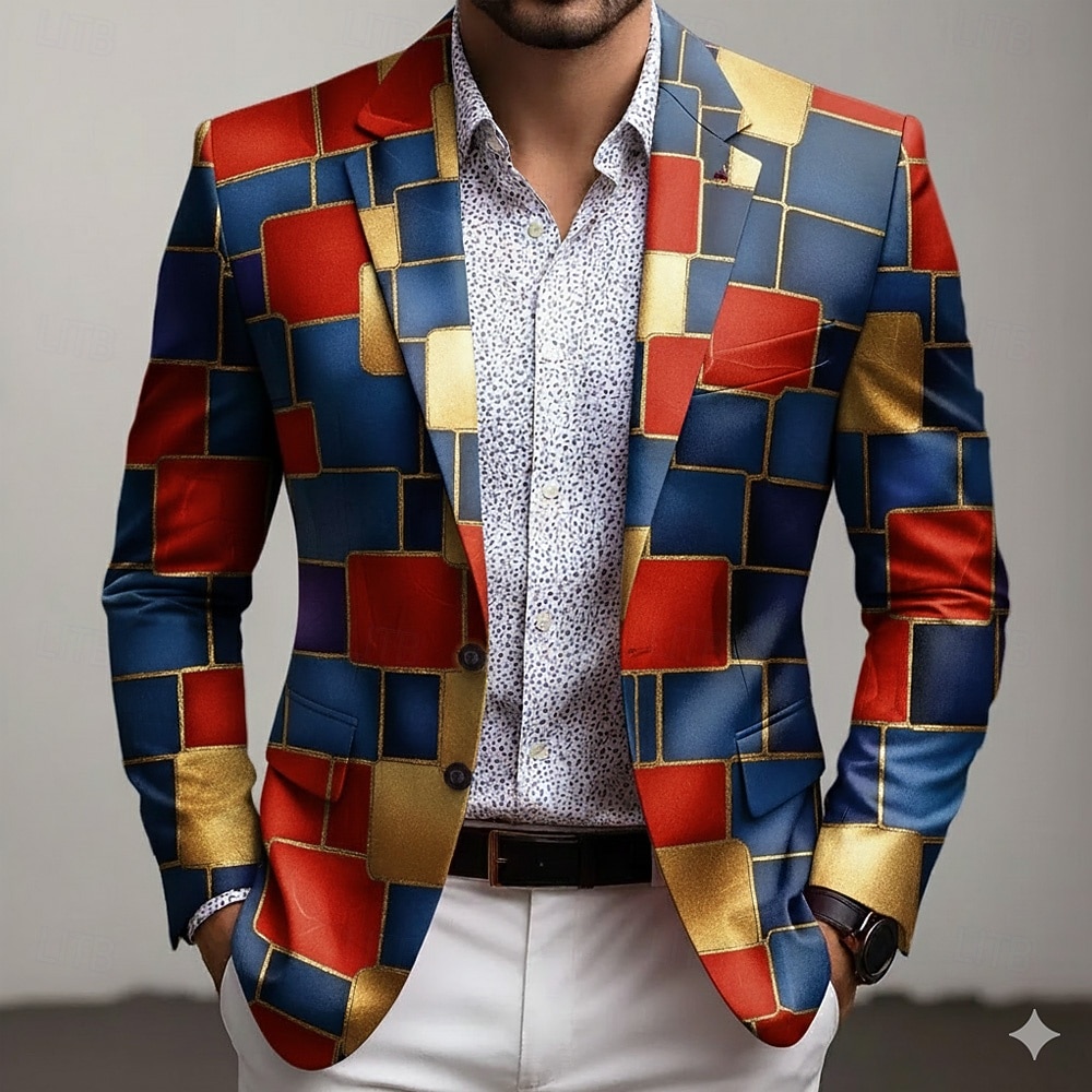 Ανδρικά Συνδυασμός Χρωμάτων Γεωμτερικό Μπουφάν μπλέιζερ Παλτό Άνετο Αναπνέει Καλλιτεχνικό Καθημερινό Causal Καθημερινά Βραδινό Ρούχα για Πάρτυ 3D εκτύπωση Κουμπιά Πολλαπλή τσέπη Όλες οι εποχές Εγκοπή 2026 - $85.99 –P2