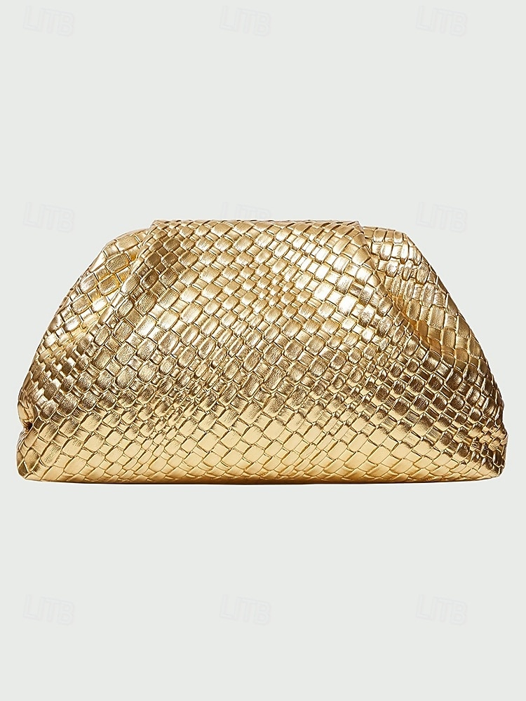 pochette da donna in similpelle con motivo intrecciato in rilievo, vari colori, design elegante per matrimoni ed eventi serali del 2026 a $32.99 –P8