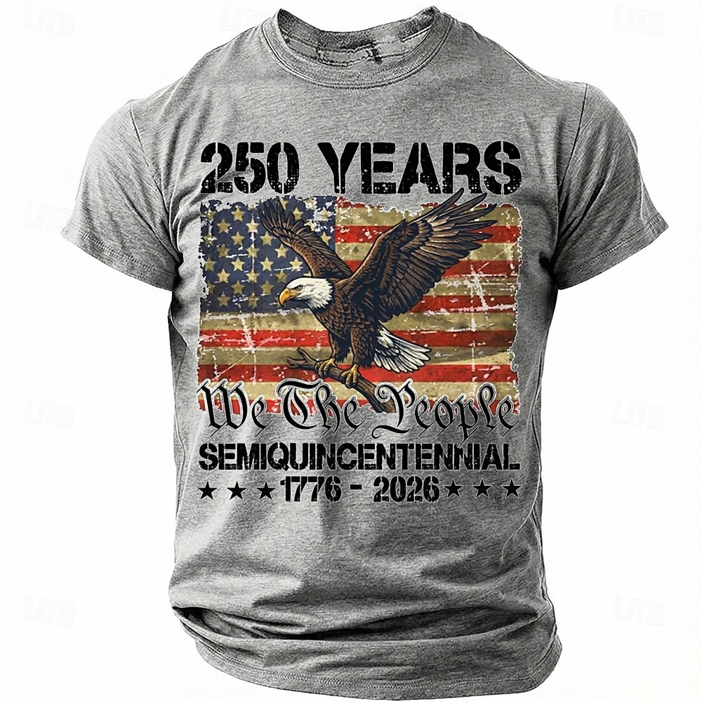 4e juli 2026 250e Memorial Day Mannen 3D Print VS Vlag Crew Neck Korte Mouwen T-Shirt Dagelijks Straat 2026 - $22.99 –P4