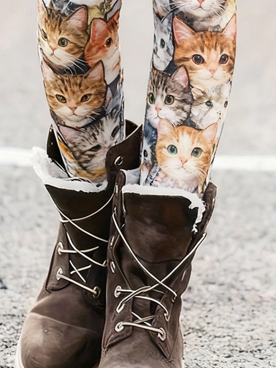 Damskie Getry Przytulne legginsy Urlop Codzienny Pełna długość Wysoka talia Graficzny Kot Drukowanie Komfort Wygodny Wysoka elastyczność Codzienny Urlop Święto Khaki Wiosna Jesień Opinający / a 2026 - $21.99 –P3