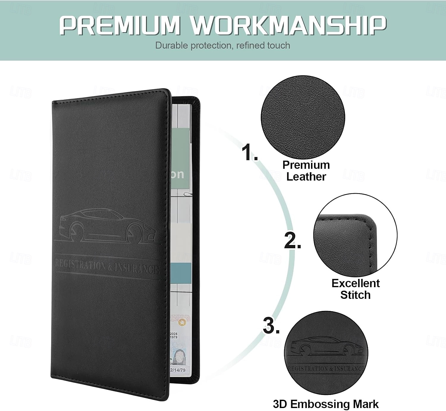 Car Registration & Insurance Card Holder, Customizable American Driver's License Case, Auto Document Organizer, Passport Holder, Coin and Card Wallet for Vehicles 2026 - $16.99 –P3