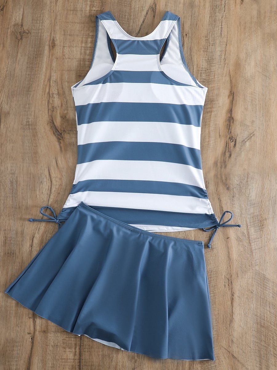 Γυναικείο Μαγιό Ταγκίνι 2 Τεμαχίων Φούστα Έλεγχος Κοιλιάς Ψηλός Ορθοστάτης Σλιμ Ανοιχτή Πλάτη Διακοπές Παραλία Φορέματα Σημαία Ράσβερ  U Λαιμός Αμάνικο 2026 - $33.99 –P7