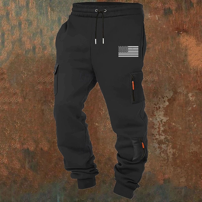 Hombre Pantalones cargo Pantalones de Deporte Persona que practica jogging Pantalones Correa Bolsillo Cintura elástica Bandera estadounidense de los Estados Unidos Comodidad Transpirable Casual 2026 - $26.99 –P10