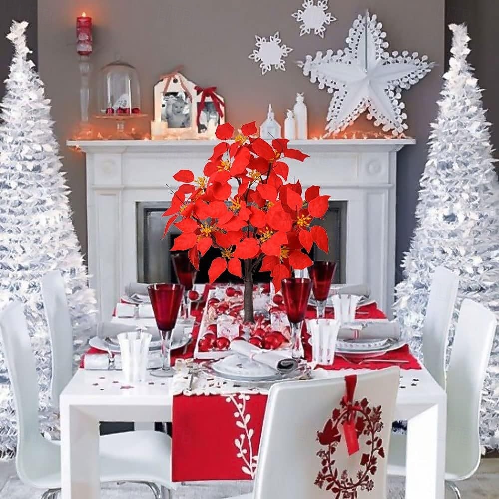 Lampada decorativa con fiore finto cremisi da 60 cm/24 pollici, per capodanno e festa di primavera, per interni, camera da letto, comodino, soggiorno, sala da pranzo, decorazione da tavolo, lampada a del 2026 a $19.99 –P2