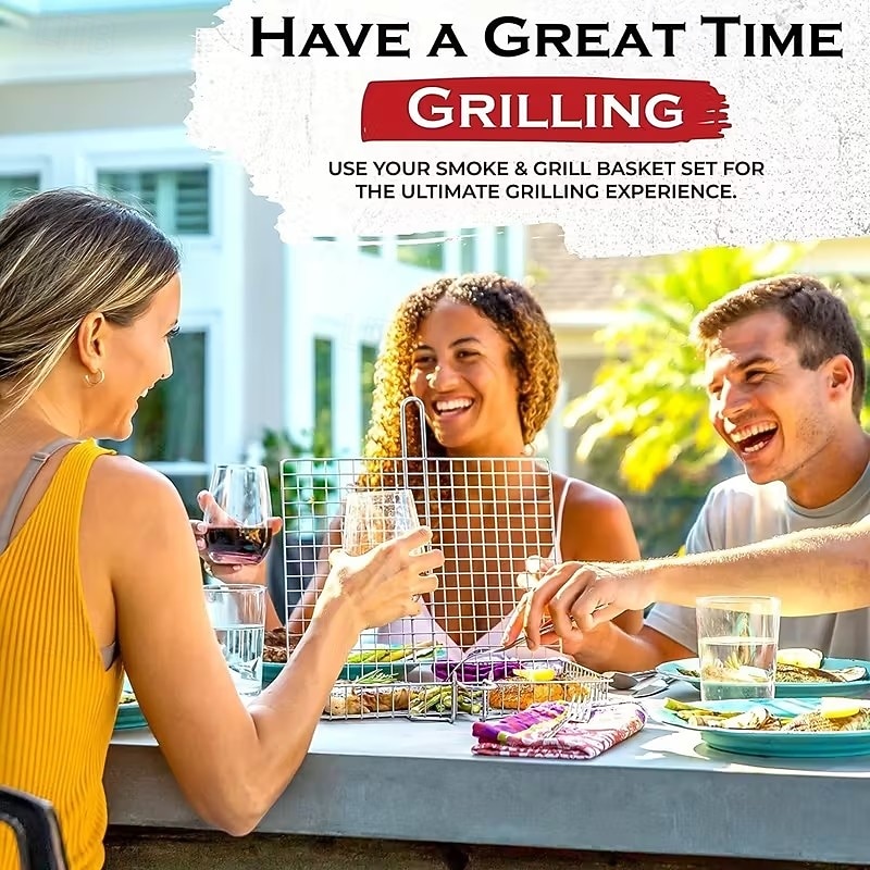 grillkorg &robust metallspatel för kött, biff, räkor &grönsaker, korrosionsbeständigt grillverktyg för utomhusbruk, perfekt för picknick &camping 2026 - $15.99 –P9