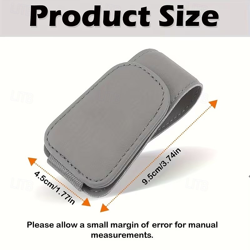 2 st magnetiska solskyddsglasögonhållare i PU-läder med kortplats - enhandsmanövrering, lämplig för förarsidans interiörtillbehör, grå &svart enkelt snäppfäste med ett klick 2026 - $15.99 –P3