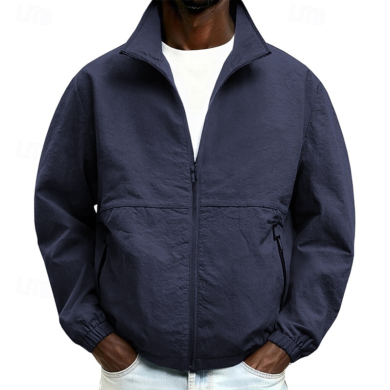 Ανδρικά Ελαφρύ μπουφάν Casual Jacket Καθημερινά ΕΞΩΤΕΡΙΚΟΥ ΧΩΡΟΥ Ικανότητα να αναπνέει Τσέπη Άνοιξη Φθινόπωρο Σκέτο Κομψό στυλ street Στυλάτο Όρθιος γιακάς Κανονικό 2026 - $48.99 –P4