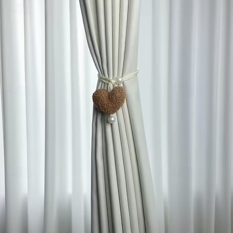 1/2 ks 3D plyšové korálkové závěsy ve tvaru srdce, dekorace na zavazování, síťka proti hmyzu, spona z lana 2026 - $9.99 –P9