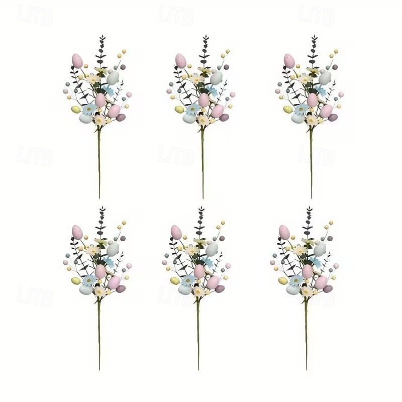 6pcs Artificial Easter Flower Stems with Speckled Eggs and Colorful Berries, Spring Centerpiece Decor with Pastel Eggs, Daisies, and Branches for Easter Arrangements 2026 - $32.99 –P8