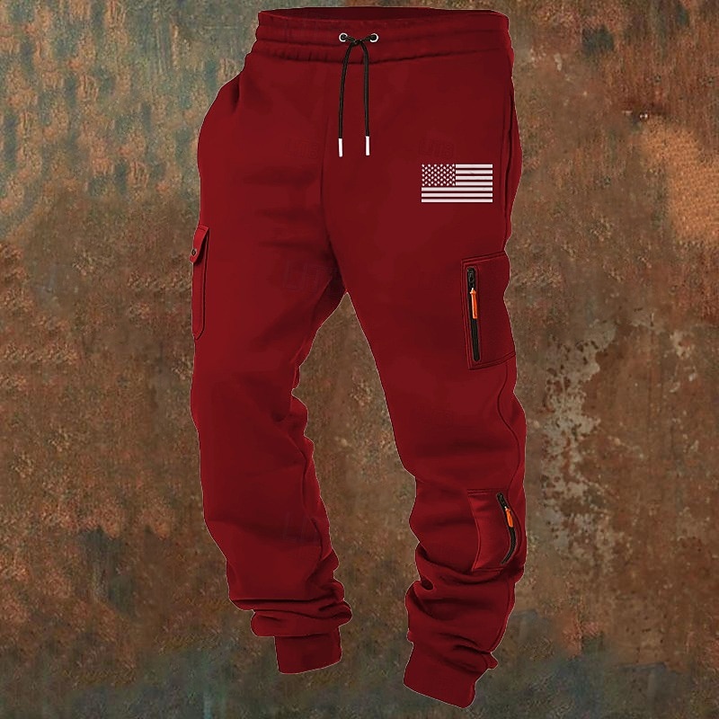 Hombre Pantalones cargo Pantalones de Deporte Persona que practica jogging Pantalones Correa Bolsillo Cintura elástica Bandera estadounidense de los Estados Unidos Comodidad Transpirable Casual 2026 - $26.99 –P8