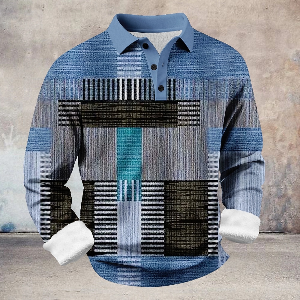 Homme Bloc de Couleur Géométrique Polo Chemises Themmal manche longue Polos Revers Occasionnel Athleisure Fête Tenue quotidienne Impression 3D Printemps Automne Hiver Bleu Marron Gris de 2026 ? $25.99 –P3