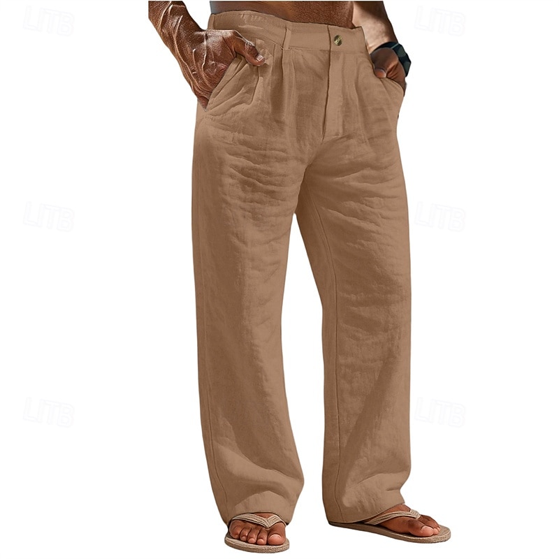 Ανδρικά Λευκά παντελόνια Παντελόνια Καλοκαίρι παντελόνι Φαρδύ παντελόνι Παντελόνι παραλίας Τσέπη Σκέτο Άνεση Αναπνέει Καθημερινά ΕΞΩΤΕΡΙΚΟΥ ΧΩΡΟΥ Παραλία Διακοπές Μοντέρνα Μαύρο Λευκό 2026 - $27.99 –P6
