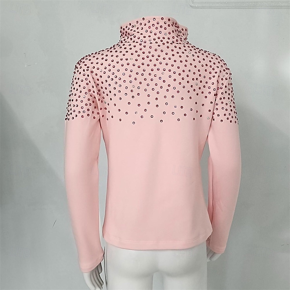 Figure Skating Fleece Jacket Women's Girls' Ice Skating Jacket Top Sky BlueStretchy Training Competition Skating Wear Thermal Warm Crystal / Rhinestone Long Sleeve Ice Skating Figure Skating 2026 - $106.99 –P4