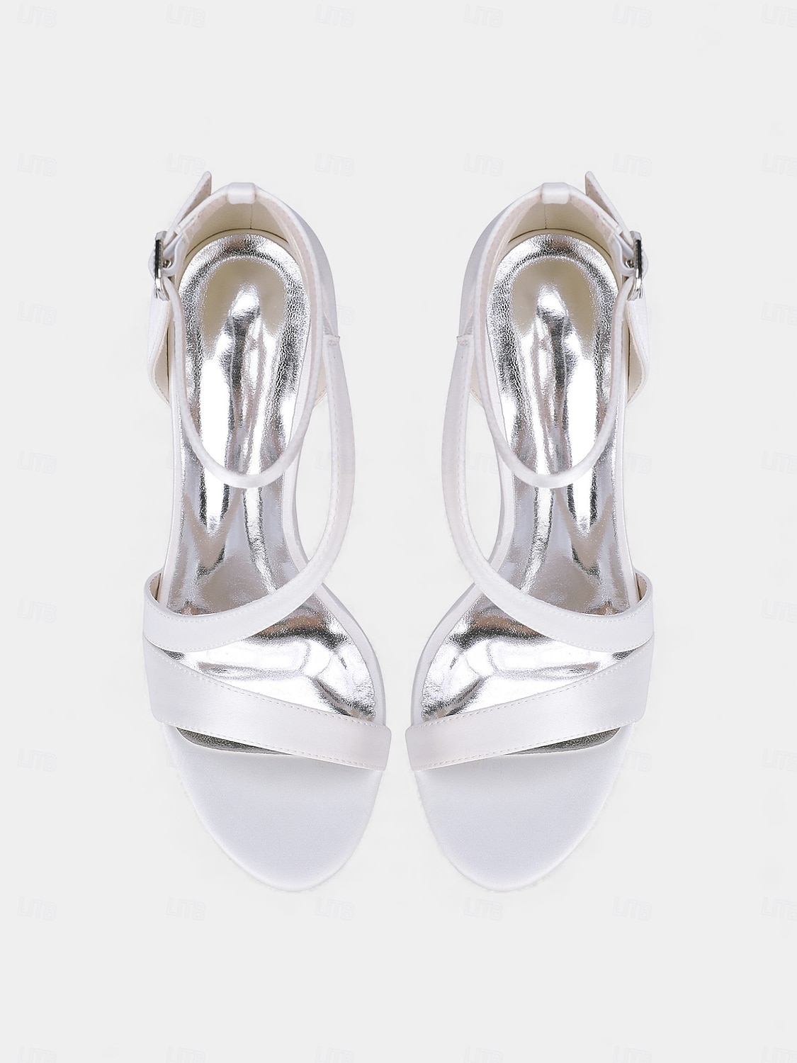 Sandálias de noiva elegantes com tiras finas e salto agulha no tornozelo, sapatos de casamento de salto alto com bico aberto para noivas, salto minimalista branco para cerimônia. de 2026 por $69.99 –P10