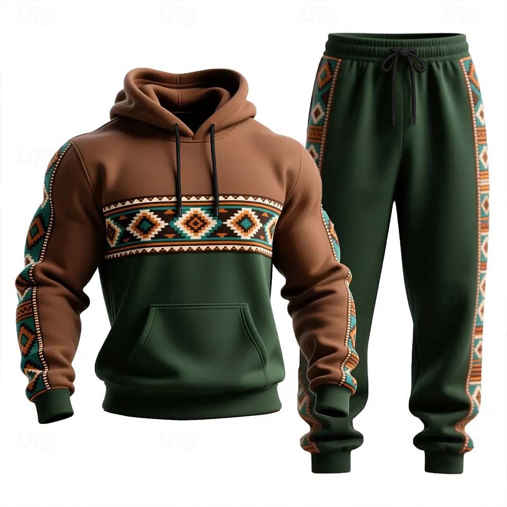 Homens Tribal 2pcs Conjuntos de moletom 3D Moletom Moletom com capuz Manga Longa Calças compridas Com Capuz Estilo Étnico Casual Diário Roupa Esportiva Impressão 3D Primavera Outono Inverno Marron de 2026 por $48.99 –P1