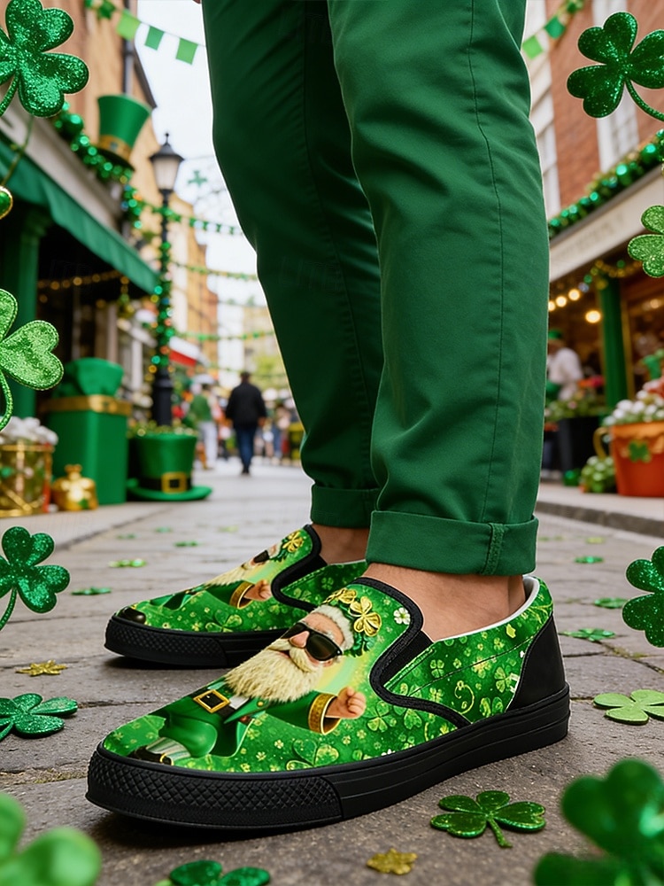 Herren-Slipper zum St. Patrick's Day – fröhliches Grün mit Koboldmotiv, perfekt für die Feierlichkeiten zum St. Patrick's Day und für die Freizeit. 2026 - $46.99 –P2