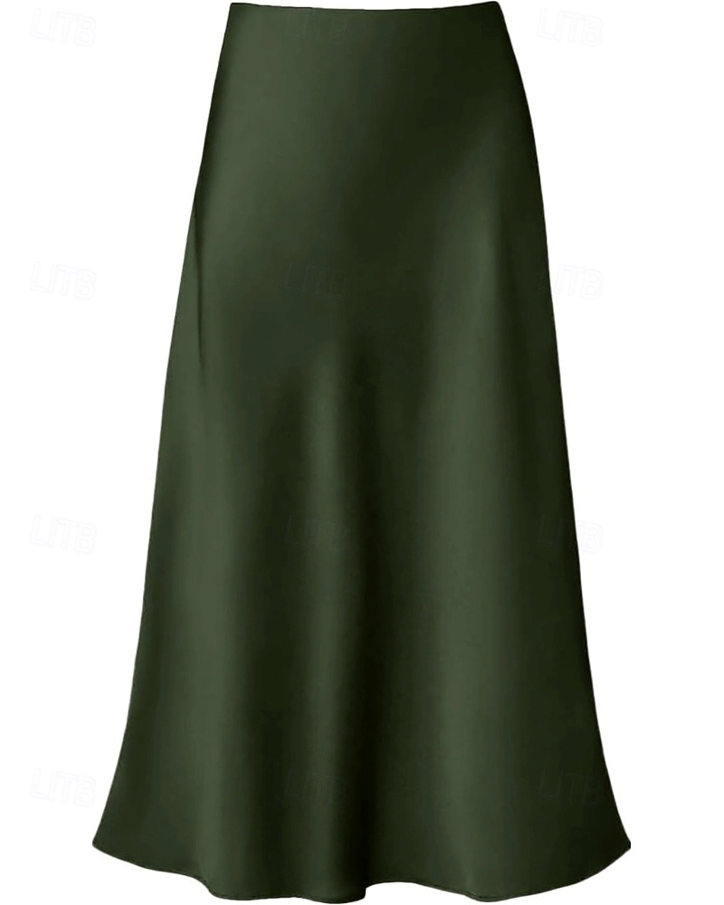 Mujer Elegante Moda Maxi Alta cintura Faldas Plano Frunce Rígido Diario Calle Negro Champaña Verde Ejército Verde Trébol Verano 2026 - $21.99 –P16