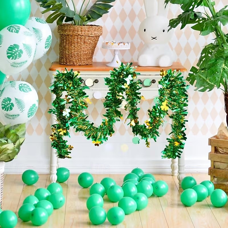 2 db összesen 10 méteres Szent Patrik-napi metál drótfüzér - lóhere és lóhere mintás, zöld és arany metál csavart, alkalmas ír parti otthoni dekorációra 2026 - $16.99 –P2