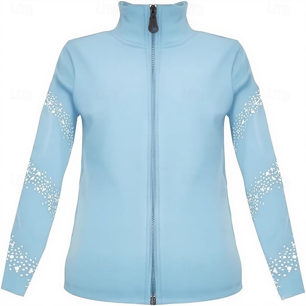 2026年 フィギュアスケート フリース ジャケット レディース ガールズ アイススケート ジャケット トップス ブラック ストレッチ トレーニング 競技 スケートウェア 保温 暖かい クリスタル/ラインストーン 長袖 アイススケート フィギュアスケート  コレクション – $89.99 –P7