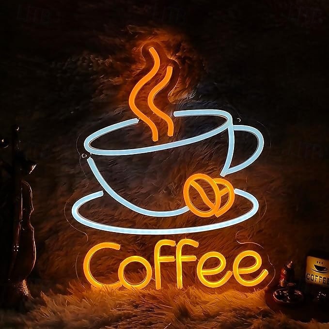 Enseigne lumineuse LED néon café, dimmable, alimentée par USB, colorée, pour intérieur chambre, restaurant, café, mur, créative, en forme d'alphabet, décorative. de 2026 ? $28.99 –P5